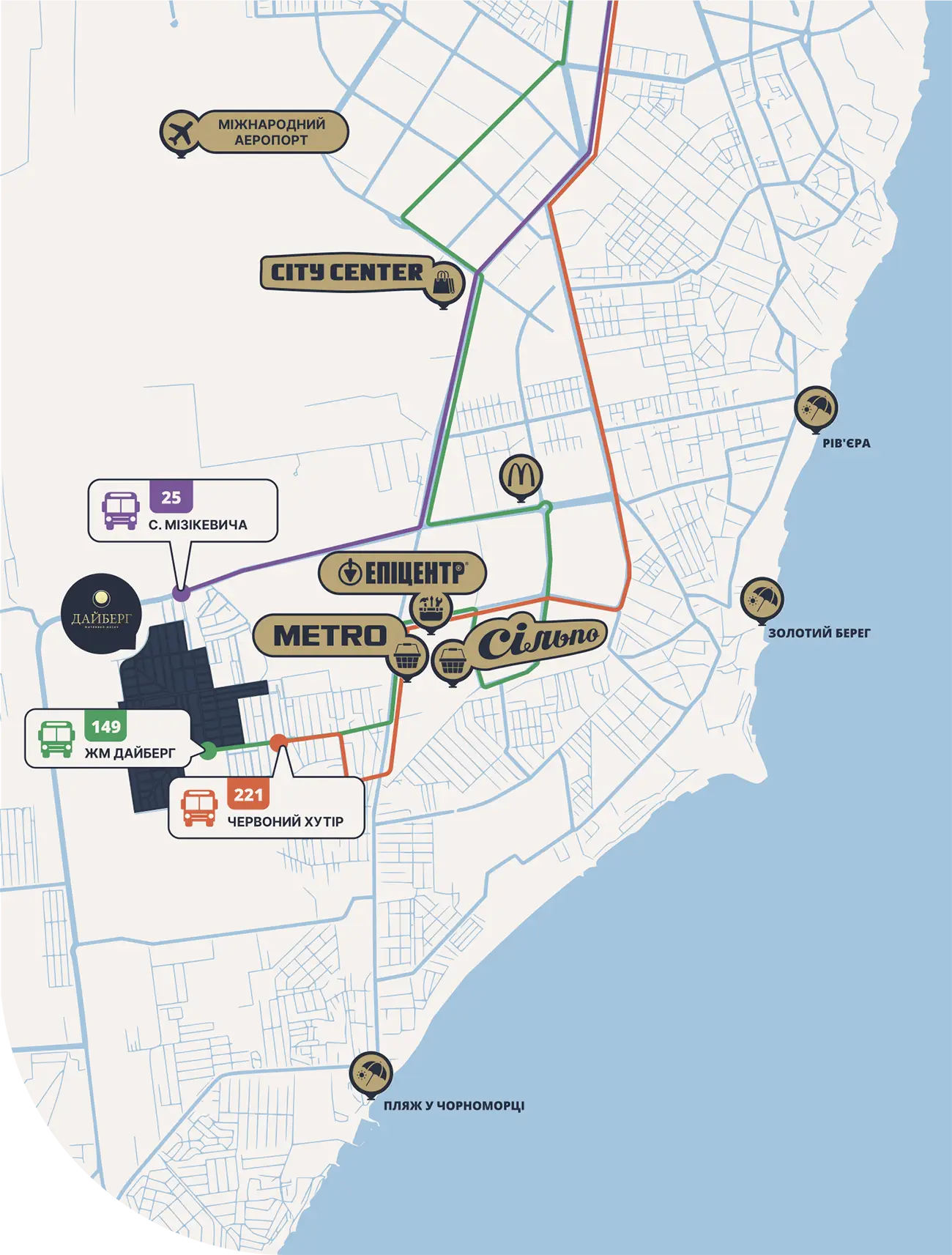 Розташування<br>та інфраструктура<br><br>